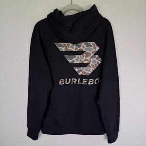 Burlebo Hoodie Mens Medium Camo Logo Graphic Pullover Outdoors Hunter Soft NEW
